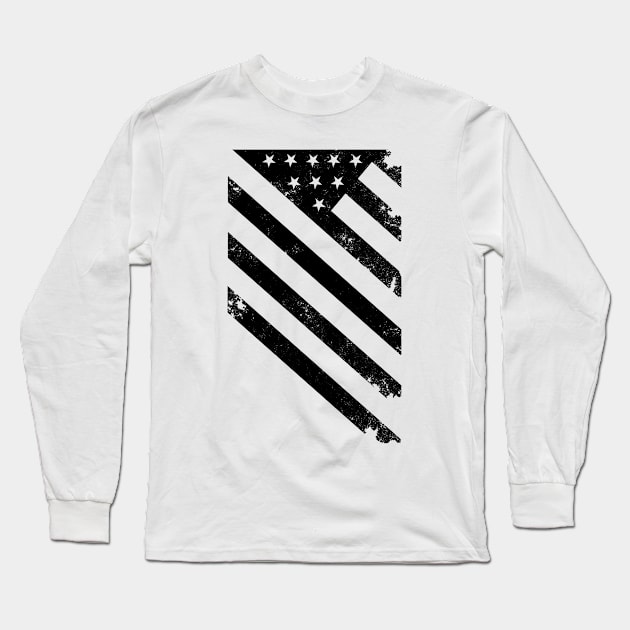 Distressed American Diagonal Flag USA Patriotic Long Sleeve T-Shirt by DazzlingApparel